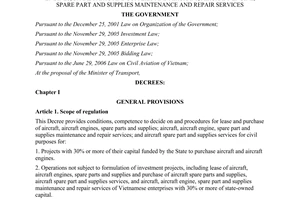 Decree No. 110/2011/ND-CP  on the management of lease and purchase of aircraft
