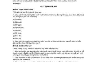 Thông tư 43/2011/TT-BYT chế độ quản lý mẫu bệnh phẩm bệnh truyền nhiễm