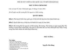 Quyết định 2139/QĐ-TTg phê duyệt Chiến lược quốc gia biến đổi khi hậu