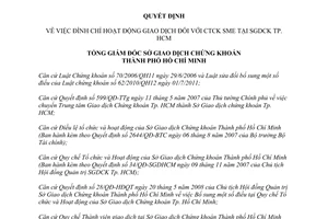 Quyết định 100/2011/QĐ-SGDHCM đình chỉ hoạt động giao dịch Công ty Chứng khoán SME Hồ Chí Minh