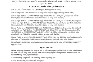 Quyết định 3842/2011/QĐ-UBND mức thu thủy lợi đầu tư bằng ngân sách Quảng Ninh