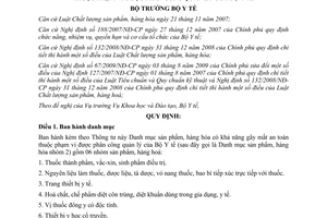 Thông tư 44/2011/TT-BYT danh mục sản phẩm, hàng hóa có khả năng gây mất an toàn