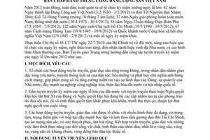 Hướng dẫn 12-HD/BTGTW năm 2011 tuyên truyền các ngày lễ lớn trong năm 2012