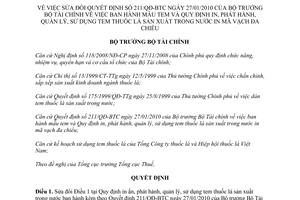 Quyết định 2979/QĐ-BTC  sửa đổi Quyết định 211/QĐ-BTC