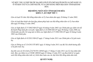 Nghị quyết 16/2011/NQ-HĐND Mức thu lệ phí trước bạ đối với ô tô chở người bán tải Khánh Hòa