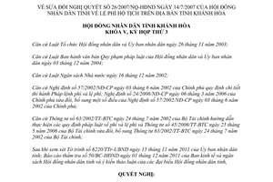 Nghị quyết 17/2011/NQ-HĐND lệ phí hộ tịch Khánh Hòa