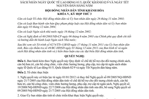 Nghị quyết 13/2011/NQ-HĐND Chế độ hỗ trợ cán bộ hưu trí cán bộ công chức Khánh Hòa