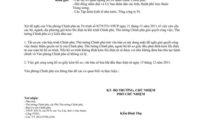 Công văn 8665/VPCP-HC gửi file điện tử hồ sơ trình Chính phủ Thủ tướng Chính phủ