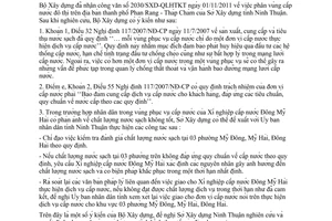 Công văn 46/BXD-HTKT phân vùng cấp nước đô thị trên địa bàn thành phố Phan Rang