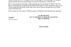 Công văn 218/BXD-KTXD hướng dẫn điều chỉnh chi phí nhân công trong hợp đồng xây