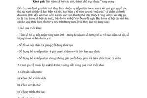 Công văn 5295/BHXH-VP báo cáo tình hình thực hiện kết quả giải quyết thủ tục