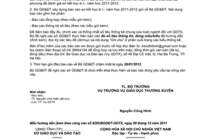 Công văn 8285/BGDĐT-GDTX hướng dẫn sơ kết học kì I, năm học 2011-2012