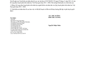 Công văn 2322/TTg-KGVX bổ sung Quy hoạch phát triển nhân lực Việt Nam