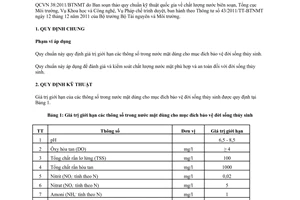 Quy chuẩn kỹ thuật Quốc gia QCVN 38:2011/BTNMT về chất lượng nước mặt bảo vệ đời sống thủy sinh do Bộ trưởng Bộ Tài nguyên và Môi trường ban hành