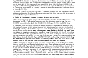 Công văn 9868/SXD-CPXD giải quyết khó khăn Ủy ban nhân dân huyện Hóc Môn