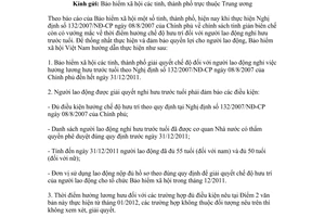 Công văn 5431/BHXH-CSXH thời điểm hưởng lương hưu theo Nghị định 132/2007/NĐ-CP