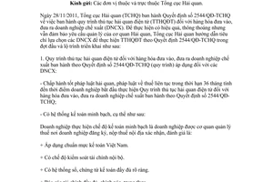 Công văn 6426/TCHQ-CCHĐH hướng dẫn thực hiện Quyết định 2544/QĐ-TCHQ