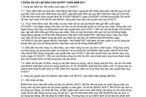 Công văn 5534/BHXH-BC hướng dẫn khóa sổ và lập báo cáo tài chính năm 2011