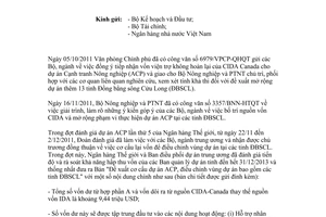 Công văn 3826/BNN-HTQT năm 2011 đề cương cơ cấu lại vốn để mở rộng phạm vi