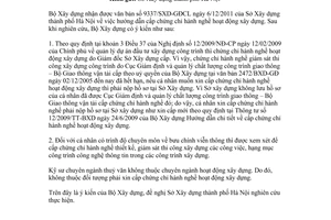 Công văn 116/BXD-HĐXD Hướng dẫn cấp chứng chỉ hành nghề hoạt động xây dựng