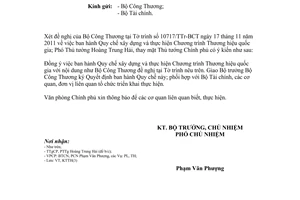 Công văn 9224/VPCP-KTTH Quy chế xây dựng Chương trình Thương hiệu