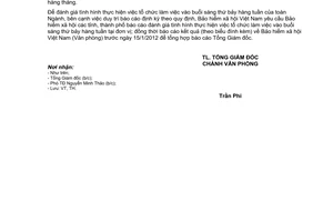 Công văn 5631/BHXH-VP báo cáo việc tổ chức làm việc vào buổi sáng thứ bảy