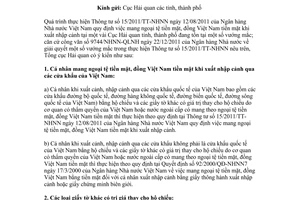 Công văn 6692/TCHQ-GSQL thực hiện Thông tư 15/2011/TT-NHNN