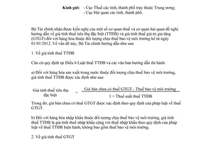 Công văn 18080/BTC-CST giá tính thuế tiêu thụ đặc biệt