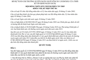 Nghị quyết số 09/2011/NQ-HĐND phân bổ dự toán chi thường xuyên ngân sách Cần Thơ