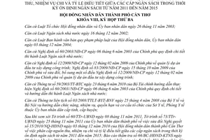 Nghị quyết 08/2011/NQ-HĐND nhiệm vụ chi điều tiết giữa các cấp ngân sách Cần Thơ