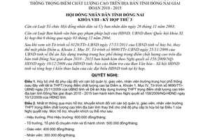 Nghị quyết 25/2011/NQ-HĐND xây dựng trường phổ thông trọng điểm tỉnh Đồng Nai