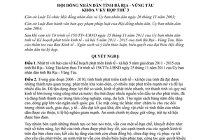 Nghị quyết 37/2011/NQ-HĐND kế hoạch phát triển kinh tế xã hội Bà Rịa