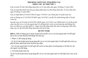 Nghị quyết 24/2011/NQ-HĐND thu lệ phí trước bạ xe ô tô chở người dưới 10 chỗ ngồi Đồng Nai
