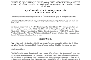 Nghị quyết 47/2011/NQ-HĐND hỗ trợ kinh phí cán bộ công viên chức làm việc từ Vũng Tàu đến xã Bà Rịa