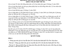 Nghị quyết 18/2011/NQ-HĐND giá đất năm 2012 trên địa bàn thành phố Cần Thơ