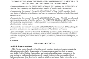 Circular No. 179/2011/TT-BTC guiding the handling of goods which are abandoned