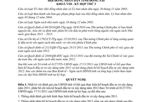 Nghị quyết số 21/2011/NQ-HĐND chỉ tiêu kế hoạch đầu tư và xây dựng tỉ Đồng Nai