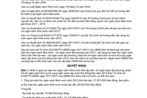 Nghị quyết 20/2011/NQ-HĐND giao dự toán thu chi ngân sách Đồng Nai 2012