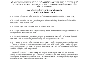 Nghị quyết 18/2011/NQ-HĐND mức hỗ trợ trồng rừng Khánh Hòa