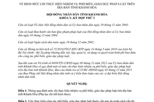 Nghị quyết 21/2011/NQ-HĐND mức chi phổ biến giáo dục pháp luật Khánh Hòa