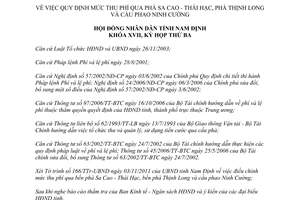 Nghị quyết 25/2011/NQ-HĐND quy định mức thu phí qua phà Sa Cao Nam Định