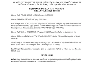 Nghị quyết 23/2011/NQ-HĐND tỷ lệ thu lệ phí trước bạ xe ôtô chở