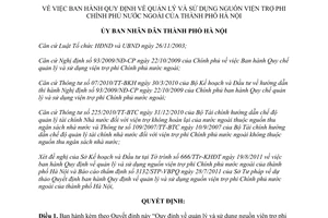 Quyết định 36/2011/QĐ-UBND quản lý và sử dụng nguồn viện trợ phi Chính phủ