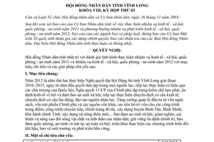 Nghị quyết 17/NQ-HĐND năm 2011 thực hiện nhiệm vụ kinh tế xã hội quốc phòng