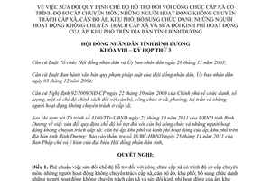 Nghị quyết 59/2011/NQ-HĐND8 sửa đổi Quy định chế độ hỗ trợ đối với công chức cấp