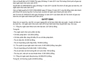 Quyết định 78/2011/QĐ-UBND giao chỉ tiêu dự toán thu - chi ngân sách nhà nước
