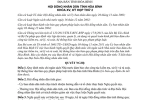Nghị quyết 23/2011/NQ-HĐND kiểm tra hệ thống hóa văn bản pháp luật Hòa Bình