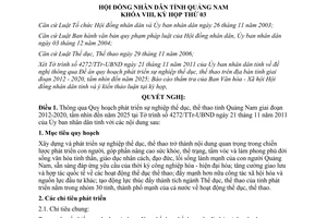 Nghị quyết 25/2011/NQ-HĐND phát triển sự nghiệp thể dục thể thao Quảng Nam 2012 2020