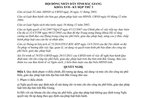 Nghị quyết số 36/2011/NQ-HĐND chi công tác phổ biến giáo dục pháp luật Bắc Giang