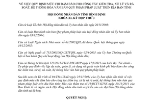 Nghị quyết 42/2011/NQ-HĐND mức chi đảm bảo cho công tác kiểm tra xử lý